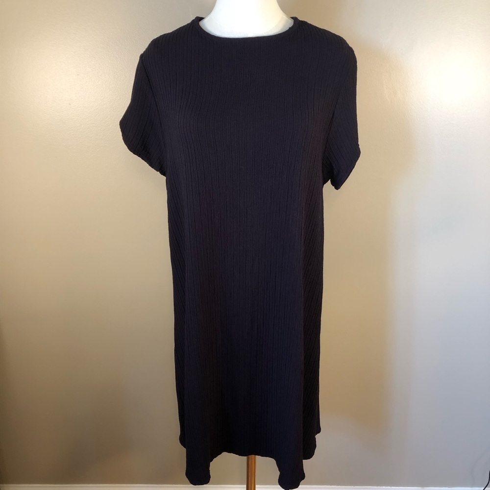 Eileen Fisher Black A-Line Textured Dress Size L